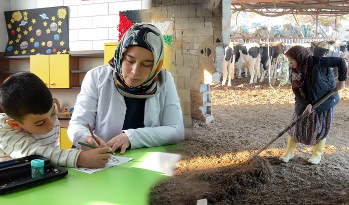 3 çocuk annesinin azmi: Hayvancılıkla uğraşırken çocukların ilk öğretmeni oldu