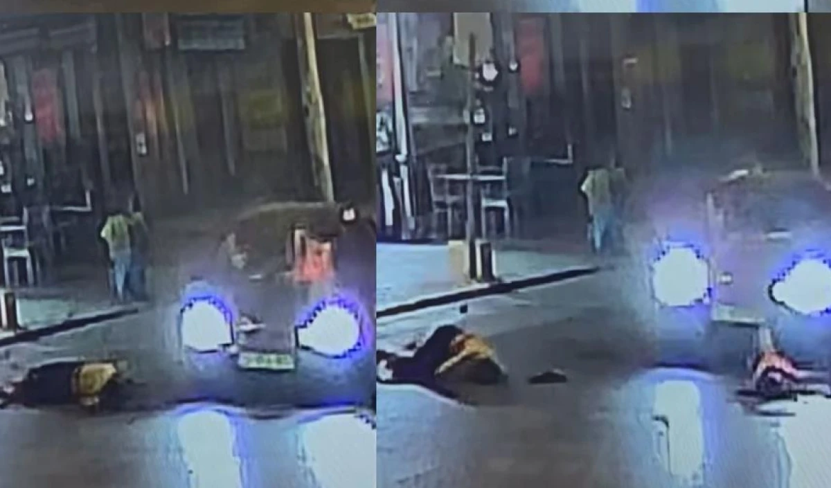 Anne ve kızına otomobilin çarptığı kaza kamerada