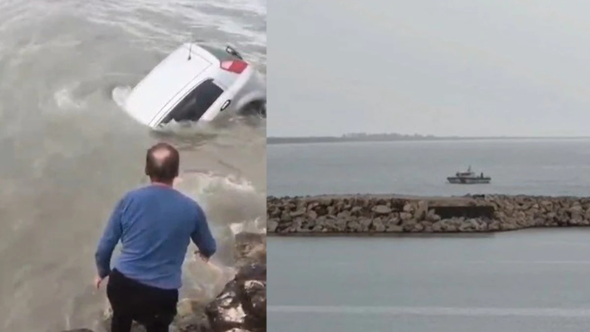 Aracıyla denize d&uuml;şen s&uuml;r&uuml;c&uuml;y&uuml; Sahil G&uuml;venlik kurtardı