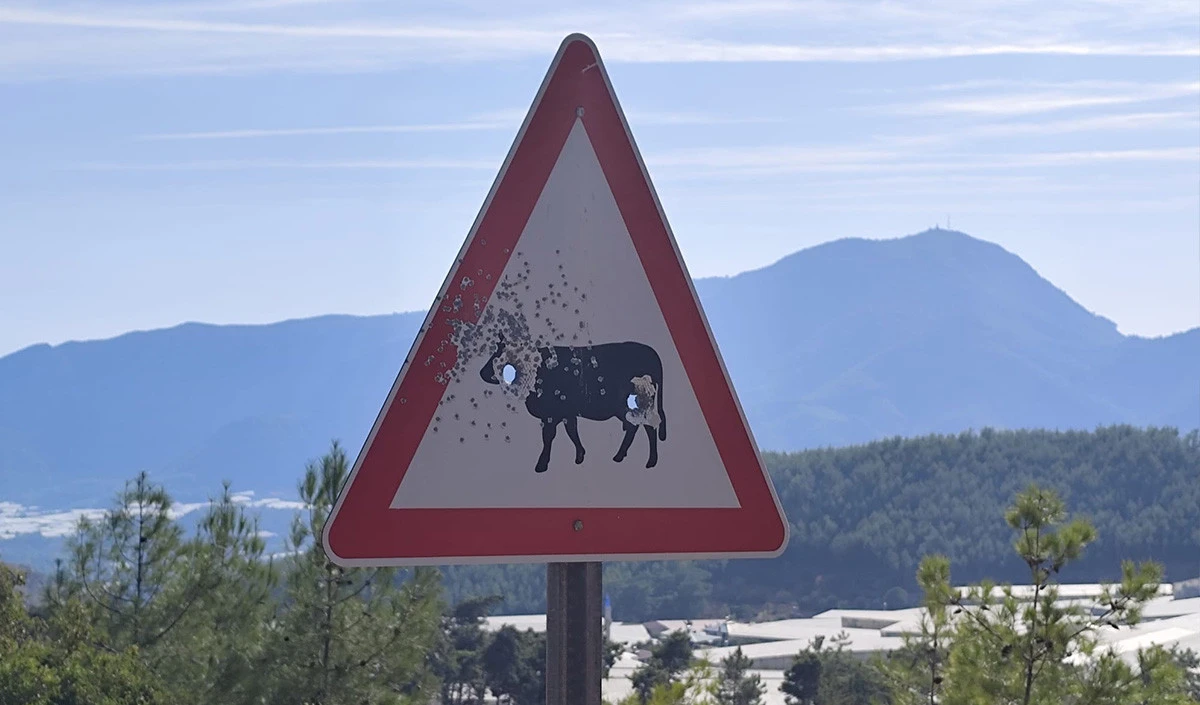 Bozyazı yayla yolunda trafik levhalarına kurşunlu saldırı