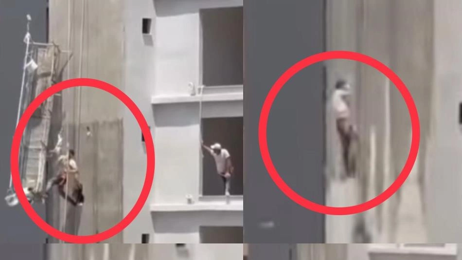 İskele halatı koptu, işçi ölümden döndü