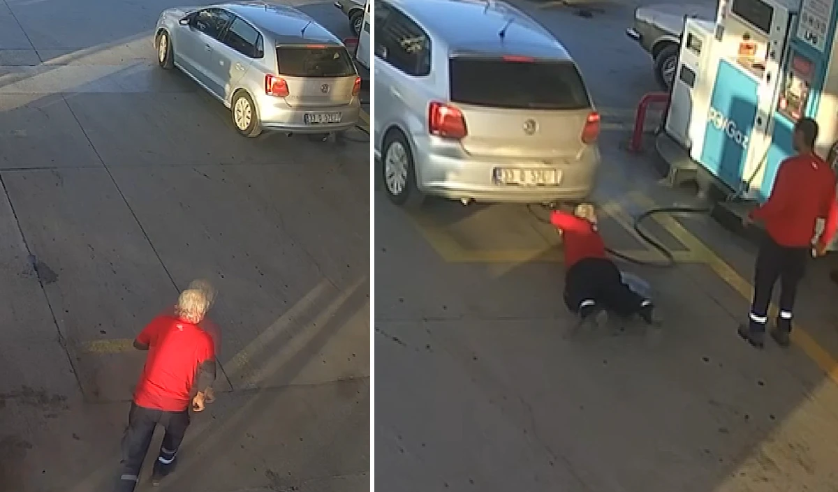 LPG pompası takılıyken hareket eden araca pompacı son anda müdahale etti