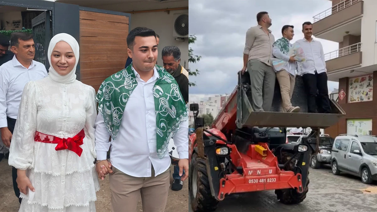Mersin'de ilgin&ccedil; gelin alma: Damat, vin&ccedil; sepetiyle 4. kata &ccedil;ıkarak gelini aldı