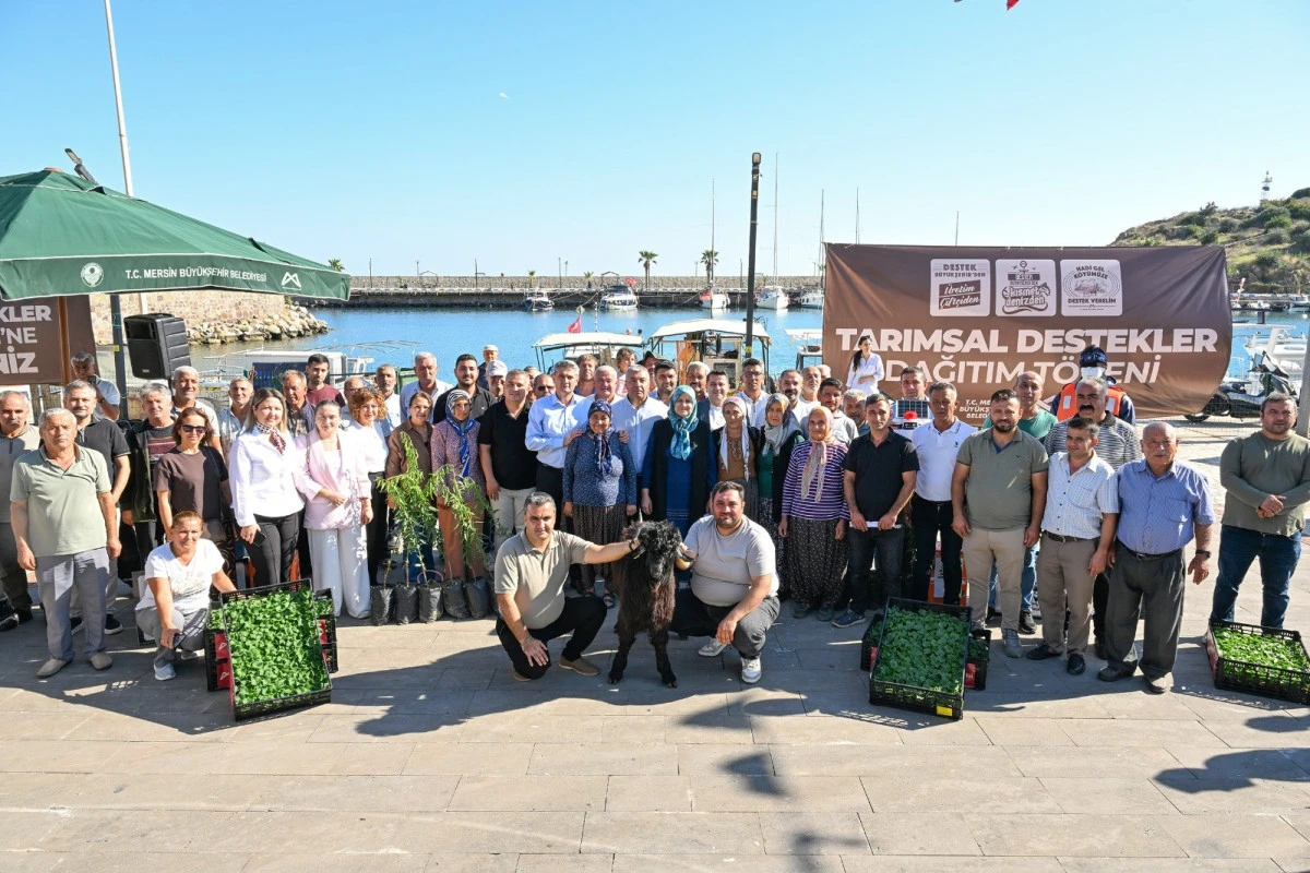 Mersin&rsquo;de &uuml;reticilere makine, fide ve hayvan desteği