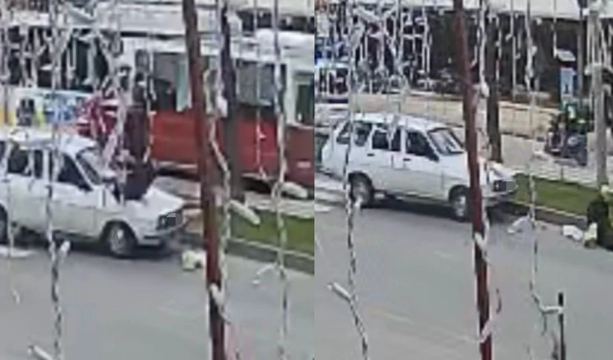 Yaya ge&ccedil;idinden ge&ccedil;erken otomobil &ccedil;arptı: O anlar kamerada